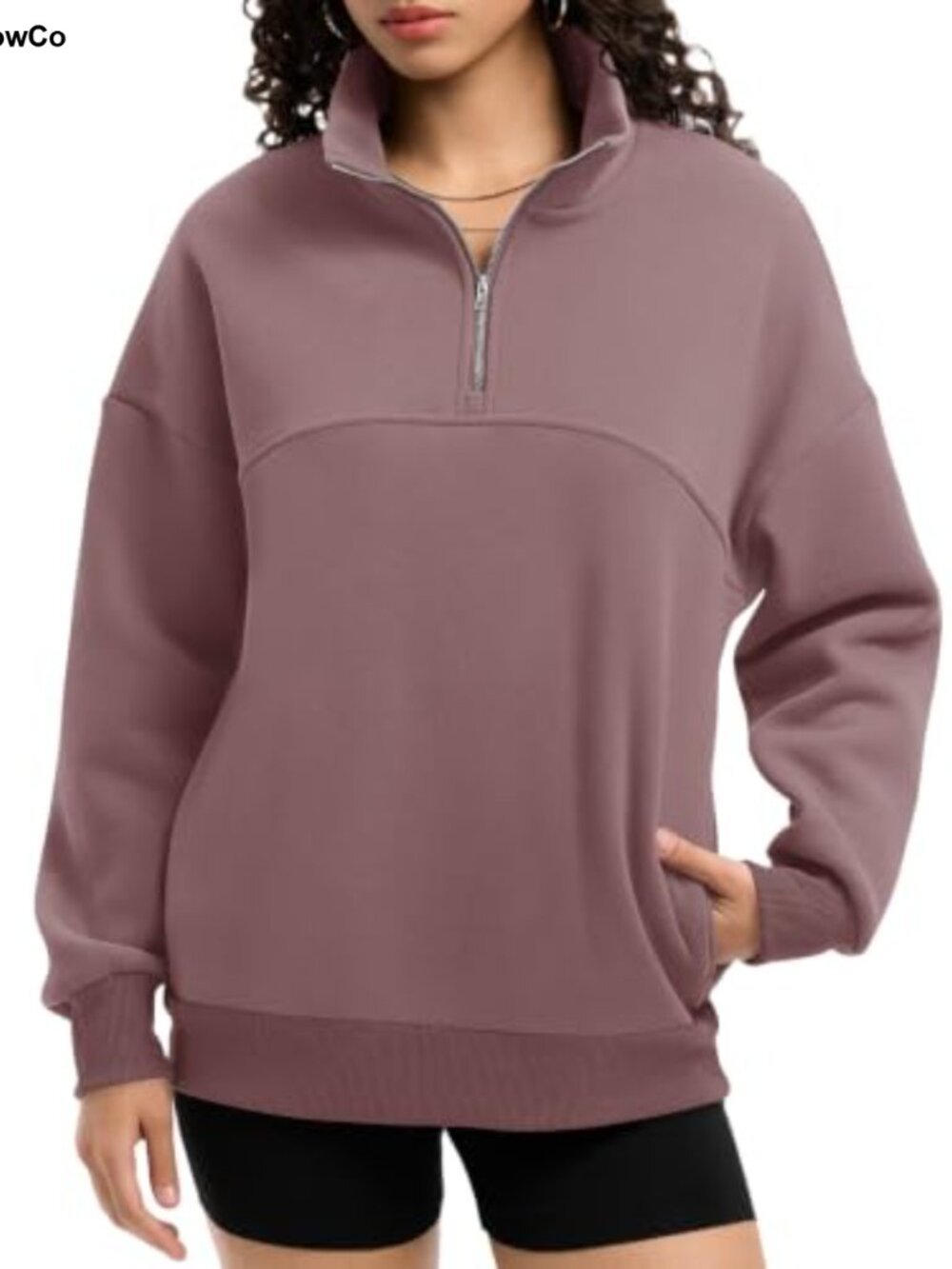Womens Quarter Zip Fleece Pullover Oversized Sweatshirt Cozy